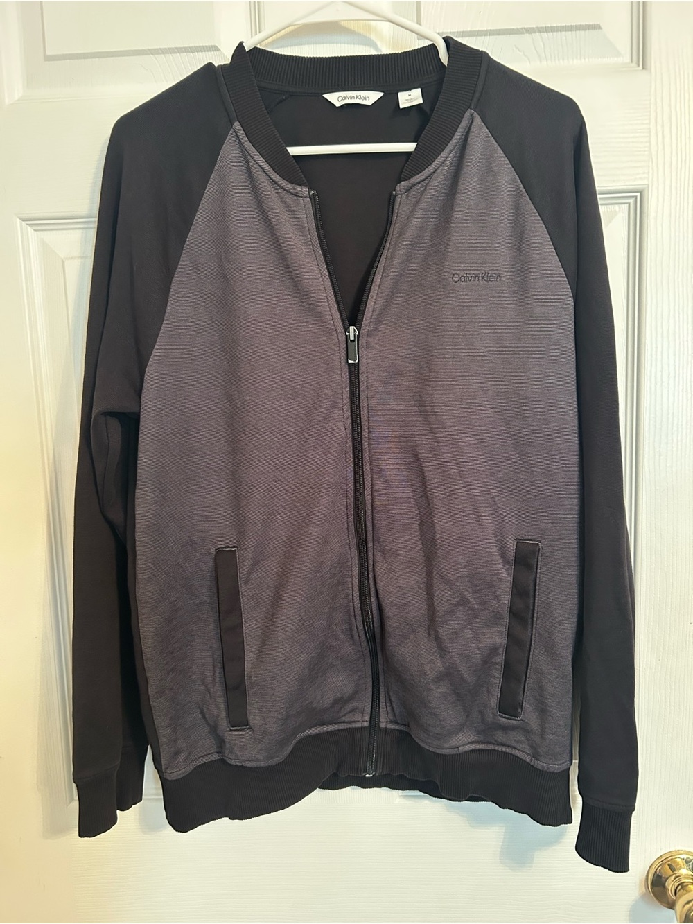 Calvin Klein Two-Tone Zip Front Jacket in Gray and Black